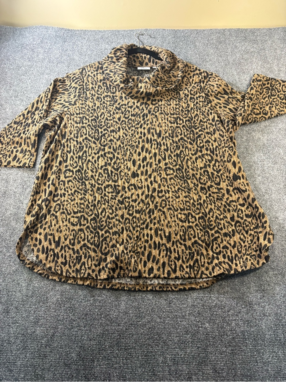 Leopard Print Cowl Neck Women's Top - Tan/Black size 2X